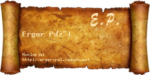 Erger Pál névjegykártya